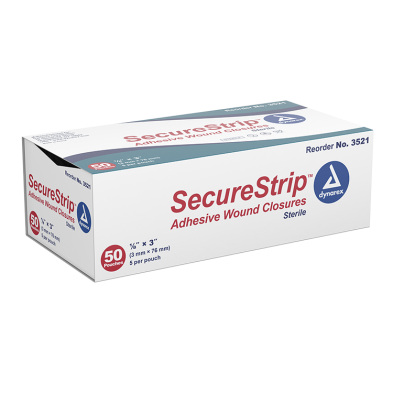 3521 Dynarex® SecureStrip Adhesive Sterile Wound Closure, 1/8` x 3`